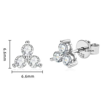 3mm Moissanite Hoop Earrings s925 Sterling Silver Clover Trendy Elegant Wedding Party Eardrop Jewelry Gifts for Women