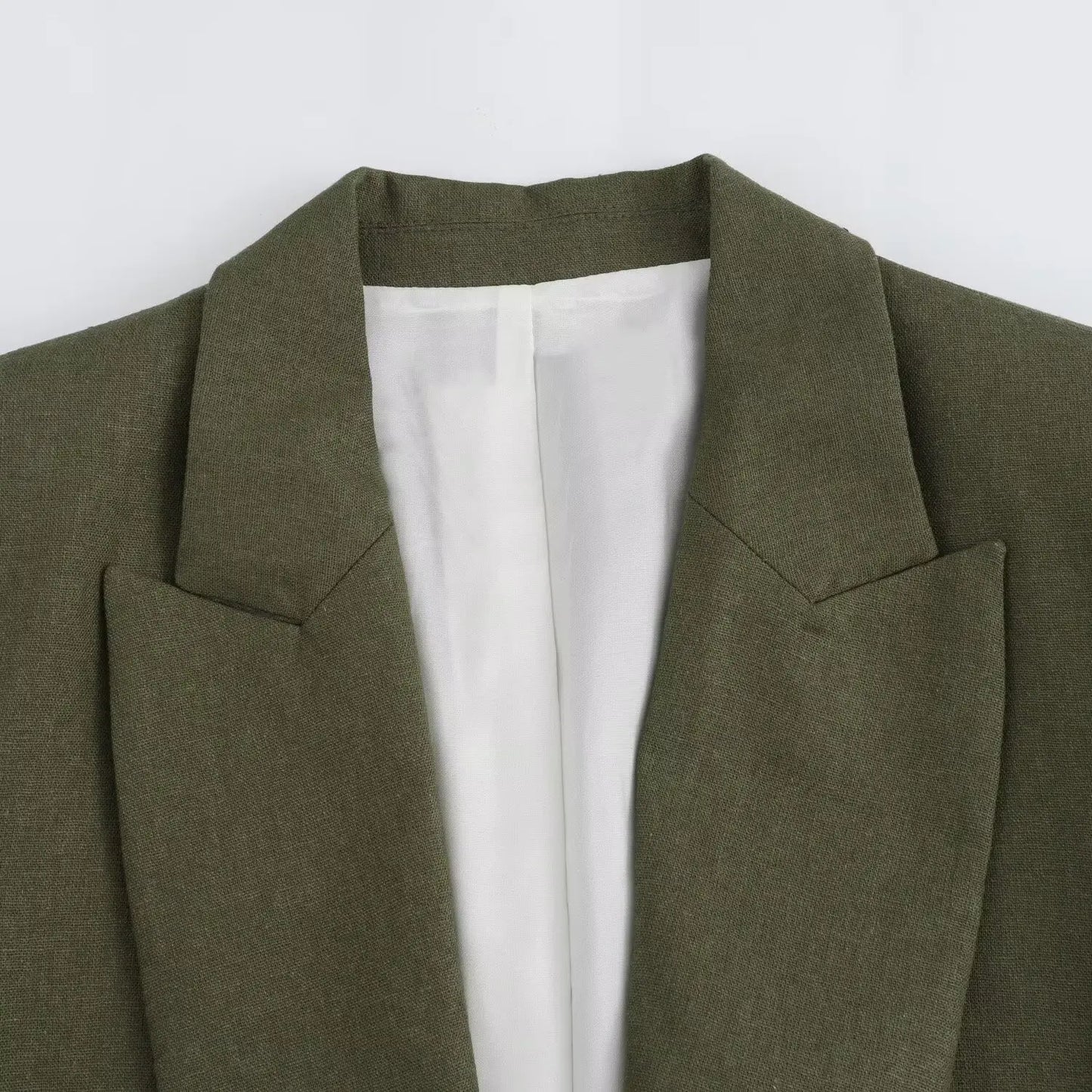 Women Fashion Solid Blazer Notched Collar Long Roll up Sleeves Female Chic Office Lady Business Outfits
