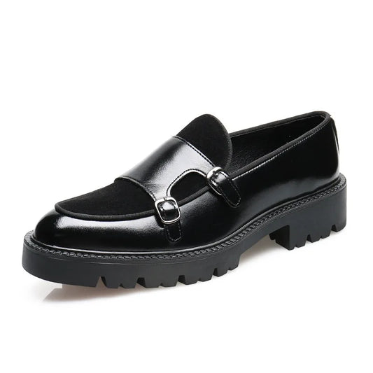New Buckle Designer Big Size Loafers For Man Spring Autumn Business Leather Platform Shoes Male Fashion Casual Elegant Shoes Man