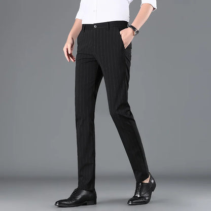 2026 Spring New Men's White Striped Suit Pants, Business Casual Trousers, Asian Size M-5XL 6XL Wedding Party Pantalones Hombre