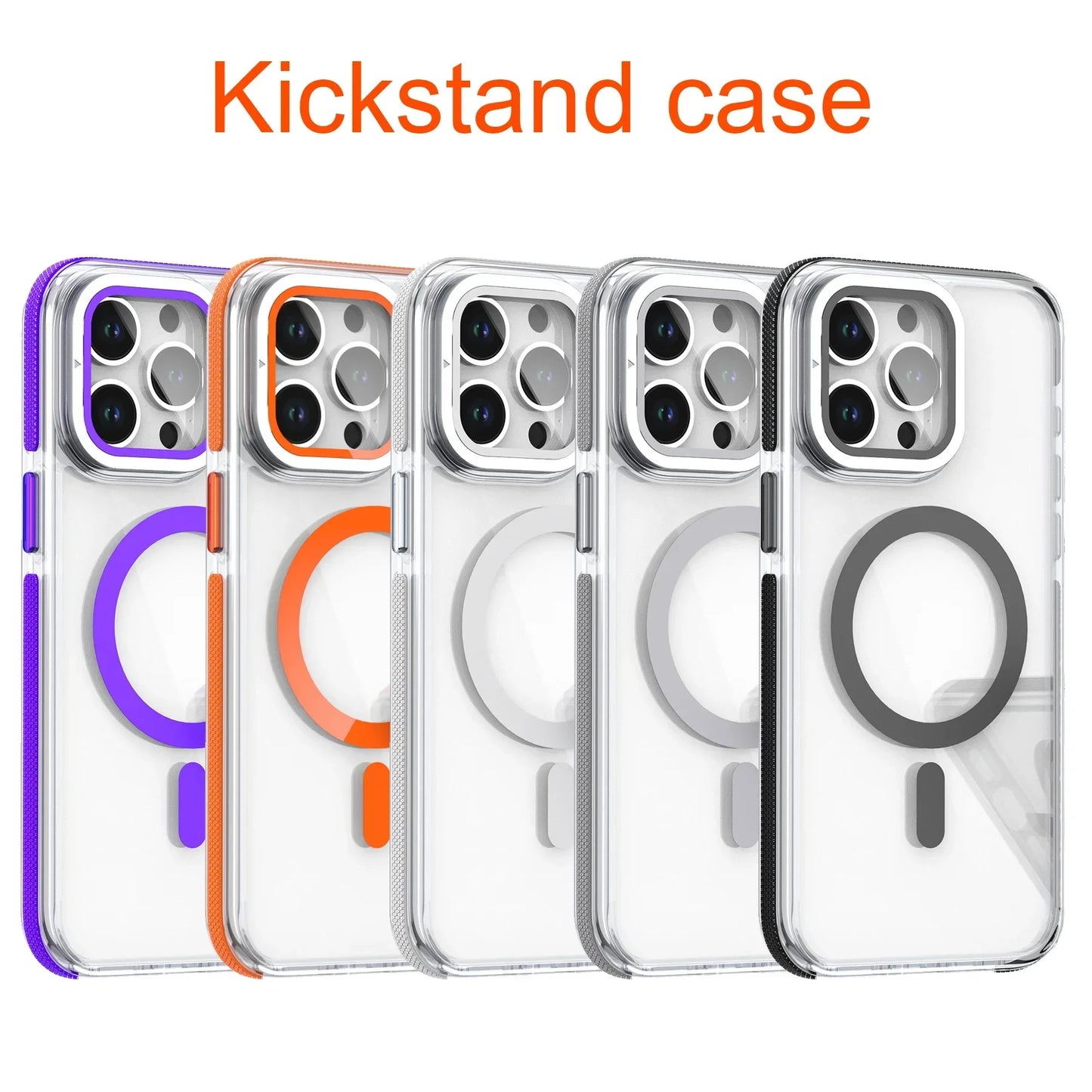 Camera Protector Stand Magnetic Phone Case for Magsafe iPhone 16 15 14 Pro Max Plus 13 12 11 Cases Clear Shockproof Hard Cover