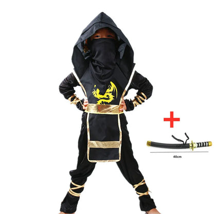 Black Ninja Costume Anime Ninja Toy Set Fighting Samurai Costume Mask Children's Holiday Best Gift