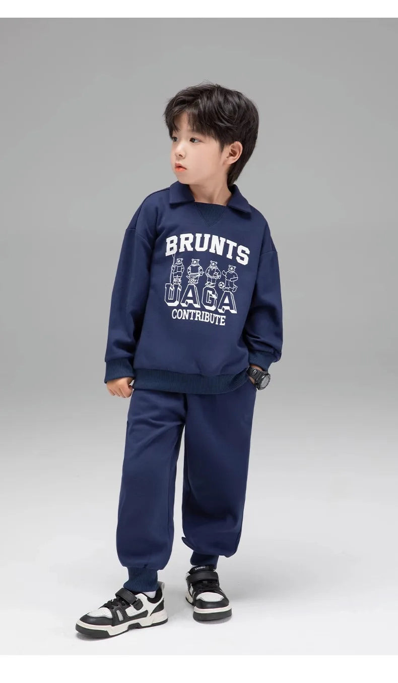 Spring Autumn Girls Boys Alphabet Workout Preppy Sweatshirt+Sweatpant School Kids Tracksuit Child 2PCS Outfit Jogger Set 3-14Yrs