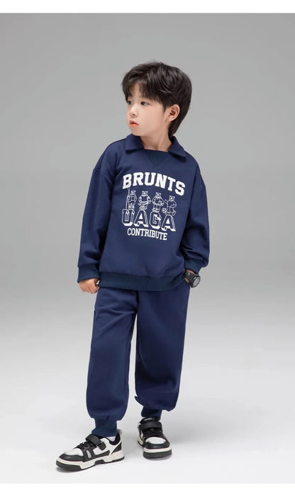 Spring Autumn Girls Boys Alphabet Workout Preppy Sweatshirt+Sweatpant School Kids Tracksuit Child 2PCS Outfit Jogger Set 3-14Yrs