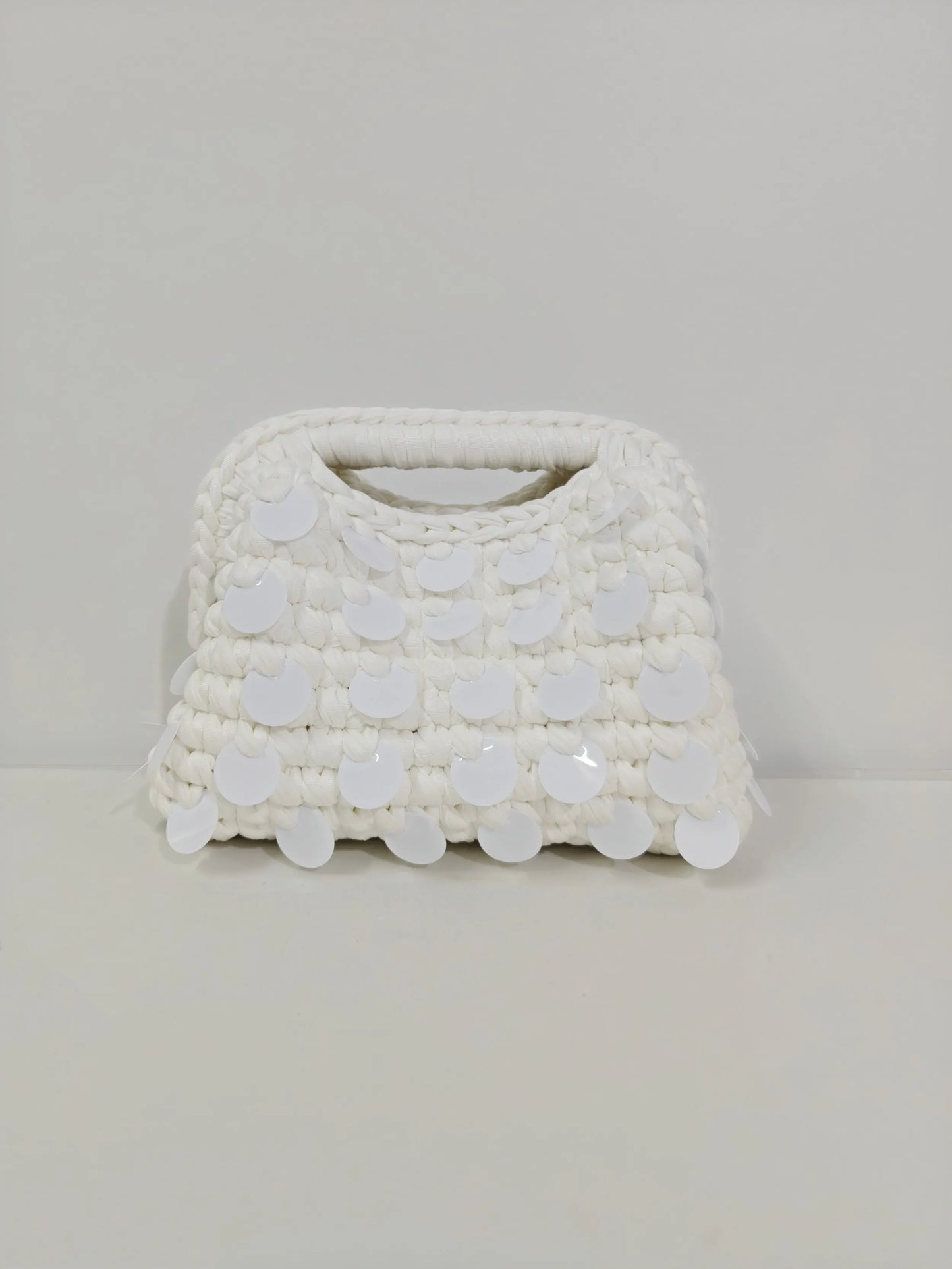 Yingzi Small Sequin Crochet Cluth Bag with Shine Paillettes Handmade Evening Bag Makeup Bag