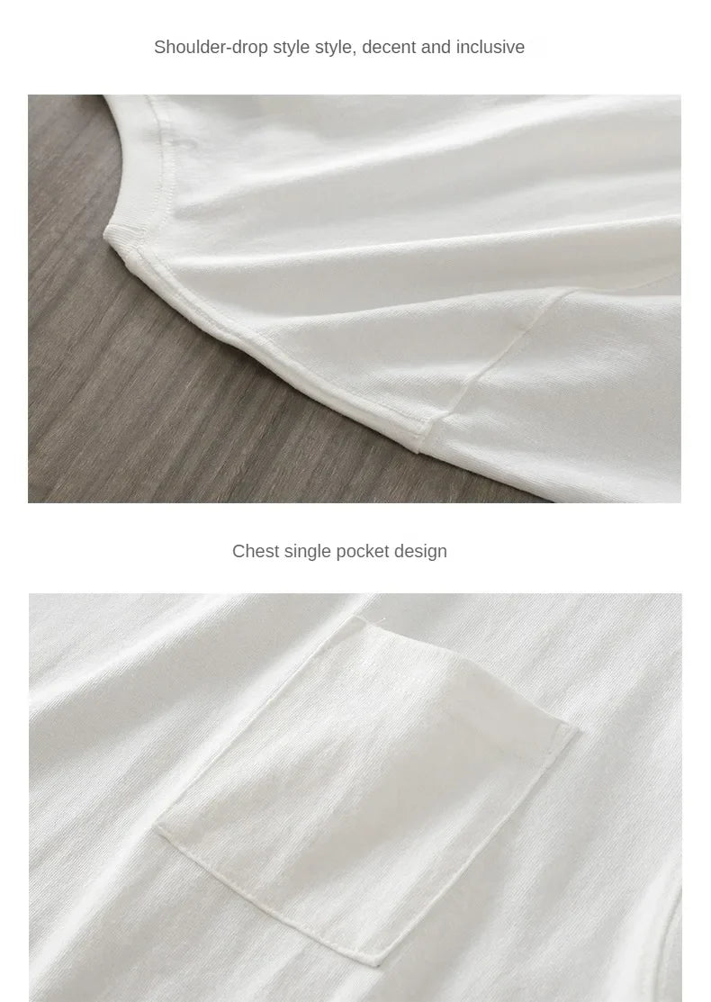320gsm Heavy Short-Sleeved T-Shirt Men's Summer Vintage Half-Sleeve Pure Cotton Tees White Tops for Unisex