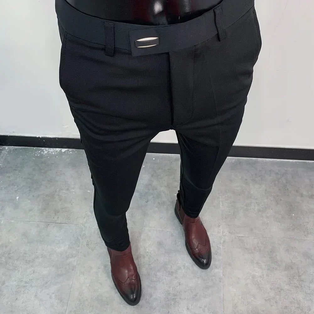 2025 Winter Men Suit Pants Woolen Thicken Keep Warm Formal Trousers Pantalones Hombre Solid Casual Slim Fit Pants Men Clothing