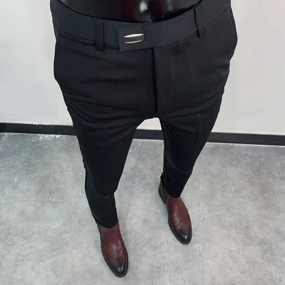 2025 Winter Men Suit Pants Woolen Thicken Keep Warm Formal Trousers Pantalones Hombre Solid Casual Slim Fit Pants Men Clothing