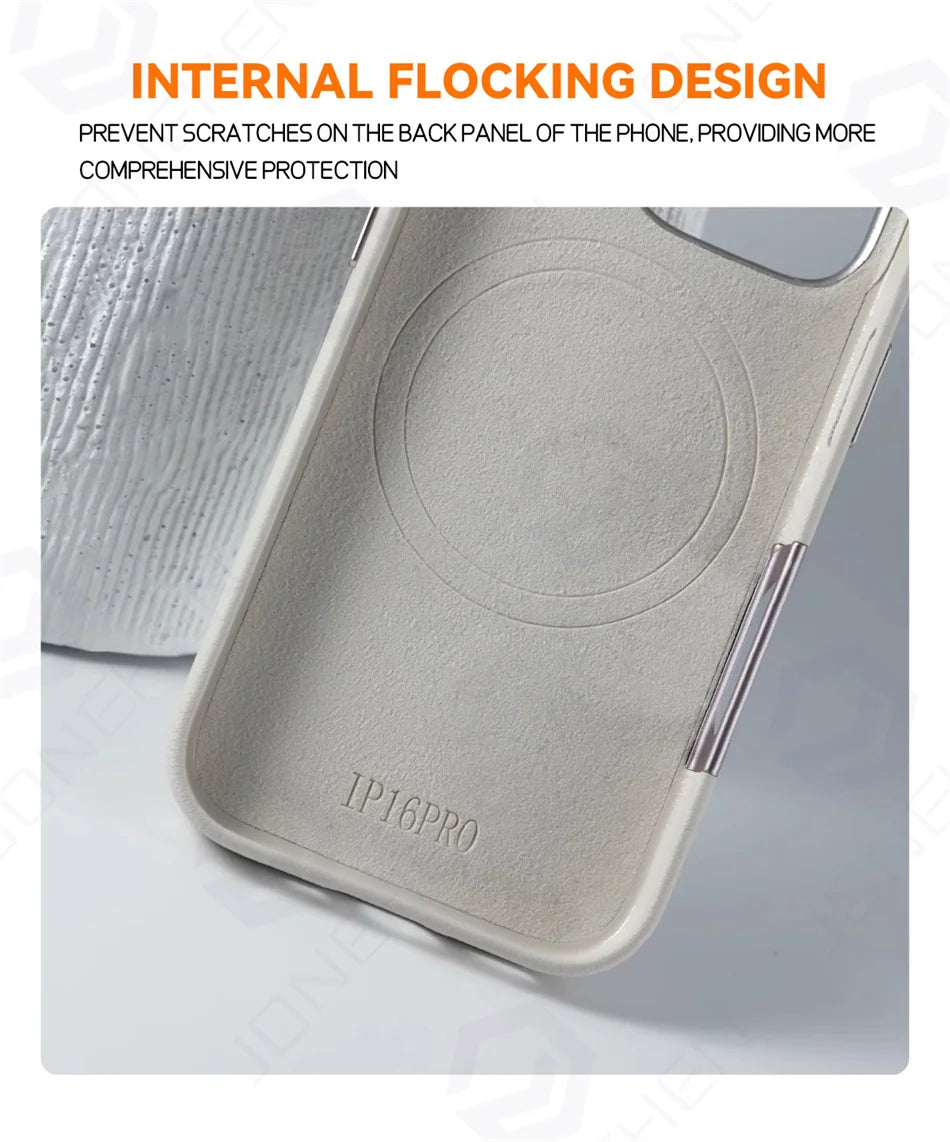 For Magsafe Leather High Quality Alloy Camera Button Magnetic Case For iPhone 16 Pro Max 16pro Wireless Charge Shockproof Cover