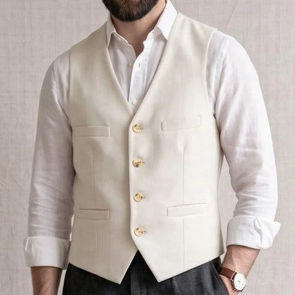 Men Vest Gray Solid Single Button V Neck Waistcoat For Wedding Banquet Business Party Office Work Casual Daily Men Suit Vest
