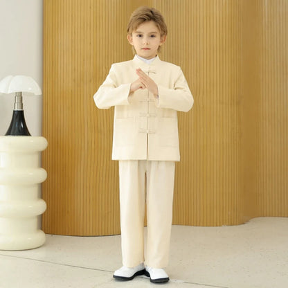 2026 New Chinese Style Boys Suit Set 3 Pieces Performance Costumes Comfortable Elegant Kids Suits Banquet Party Tuxedo 90-170cm