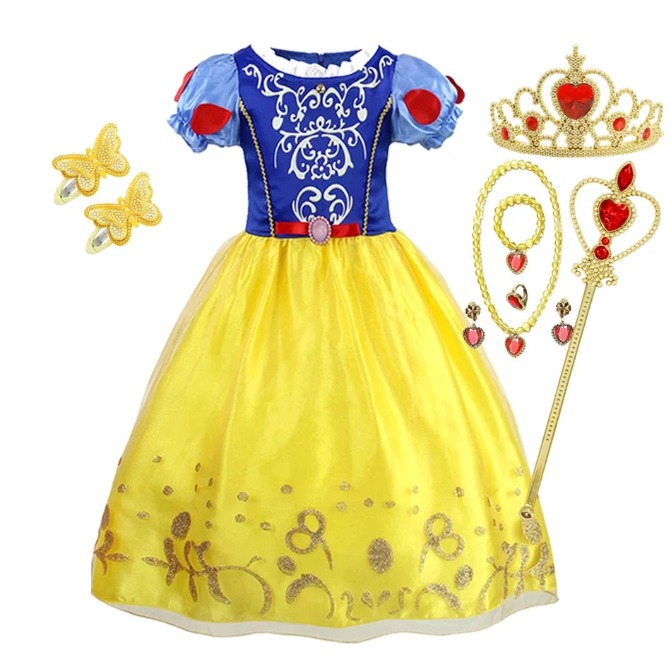 2026 Girls Costume Sleeping Beauty Aurora Princess Party Rapunzel Halloween Snow White Cosplay Costume Kid Cinderella Dress up
