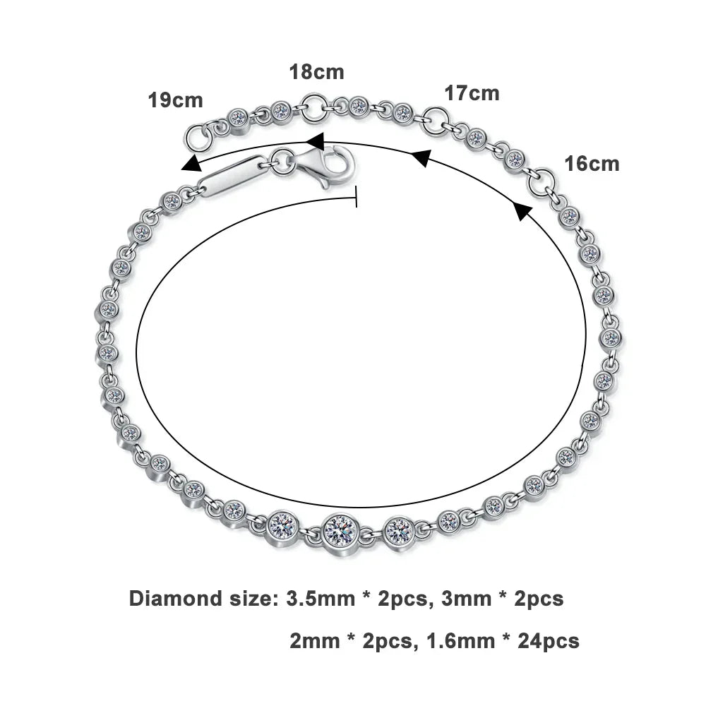 D VVS1 Moissanite Tennis Bracelets for Women Round Lab Diamond GRA 925 Sterling Silver 18k Dainty Bracelet Gift Jewelry