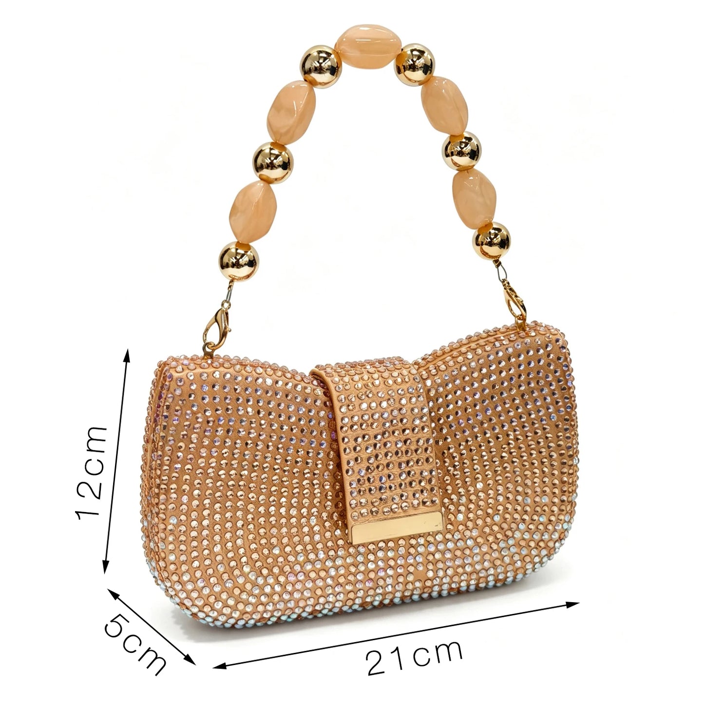 2026 Venus Chan INS Italian Design Women's Crystal Wedding Heels and Handbag Set Peach Color Pointed Toe Party Bridal Footwear