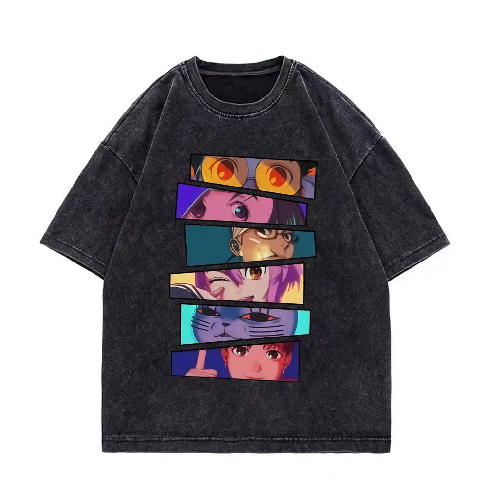 Dandadan Japanese Anime Vintage Washed T-shirt Men Women High Quality Fashion T-shirts Summer Casual Cotton Short Sleeve T Shirt