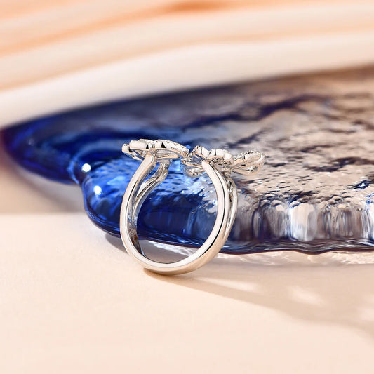 Bague en Moissanite pour Femme Testée, Bagues Papillon de Noël en Argent Sterling 925, Beaux Bijoux de Mariage pour Cadeau Féminin