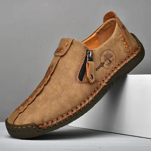 Handmade Leather Men Shoes Casual Slip On Loafers Breathable Leather Shoes Men FlatsTooling Shoes Plus Size