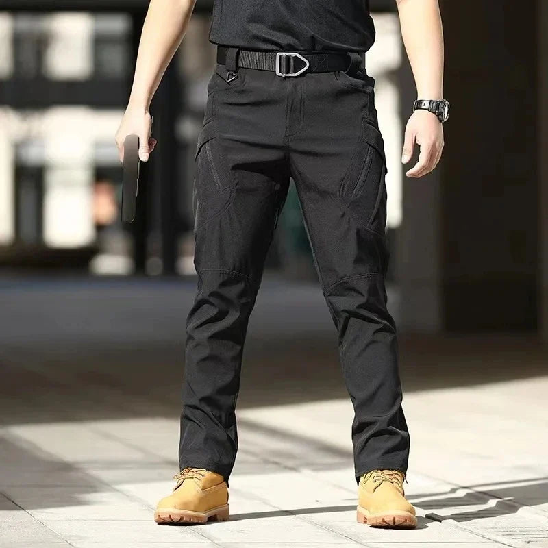 2024 Men's Autumn Tactical Cargo Pants Outdoor Work Pants Multi-pocket Casual Trousers Waterproof Quick Dry Elastic Pants Male