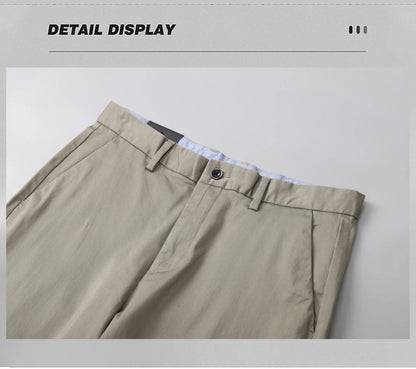 97% Cotton Straight Casual Pants Business formal Black Blue Stretch Mens Trousers Khaki Brown Mens Pants