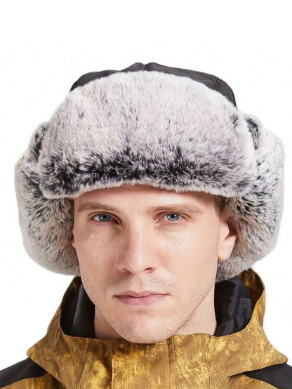 Winter Warm Bomber Hat for Men Women Snow Cap Faux Fur Russian Ushanka Trapper Hats with Earflaps for Outdoor Hunting Skiing