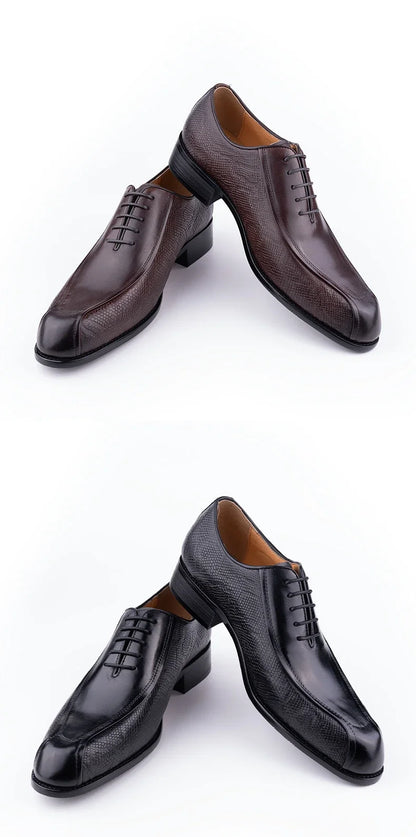 Deluxe Men's Leather Shoes Formal Dress Shoes Wedding Party  Oxford Handmade Comfortable Lace Up Genuine Leather Men's Shoe