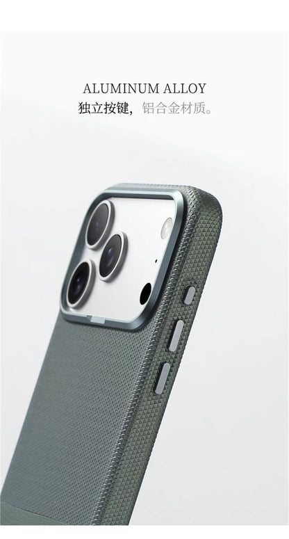 For Magsafe Fine Grained Leather Case For iPhone 17 Pro Max Ari 16 15 14 13 Metal Lens Frame Wireless Charge Accessories Cover