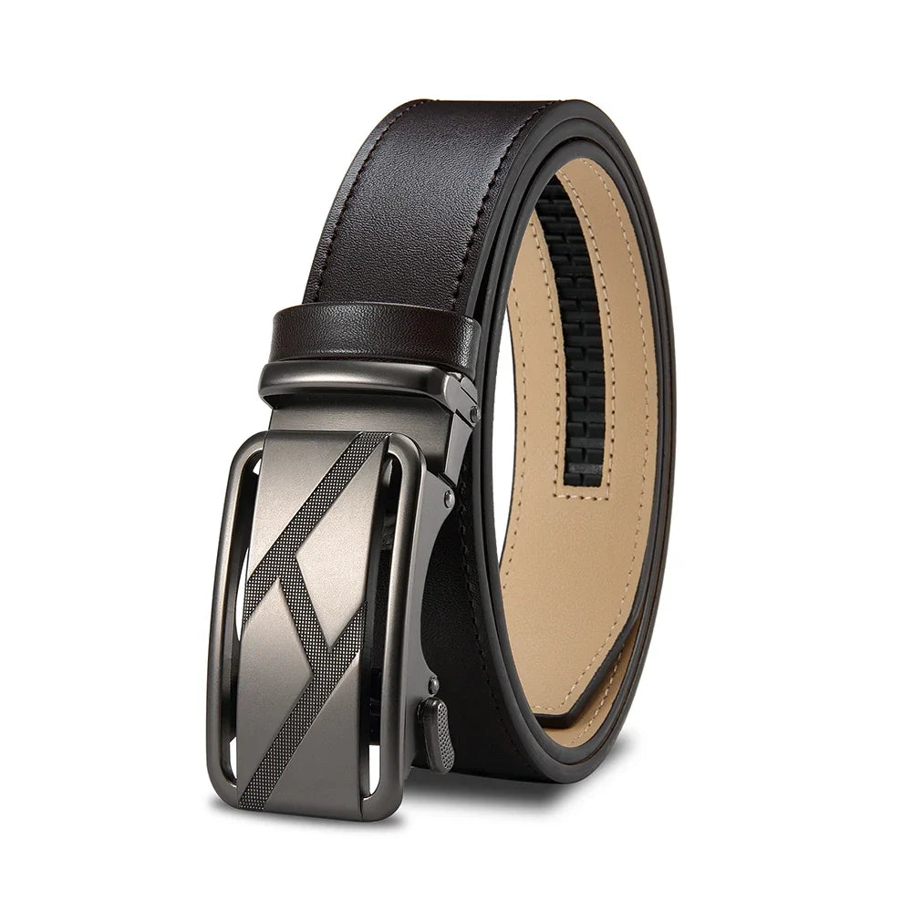 Brand Leather Belts for Men 105cm-135cm Automatic Belt with Ratchet Strap Top Quality Belts Luxury Belts for Men