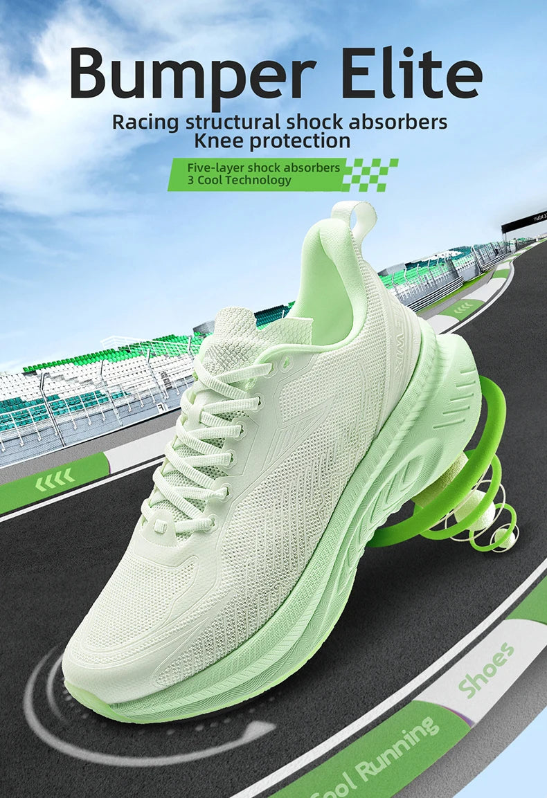 23613 Men Women Summer Lightweight Breathable Running Shoes Shock Absorb Thick Sole High Rebound Wearproof Sports Sneaker