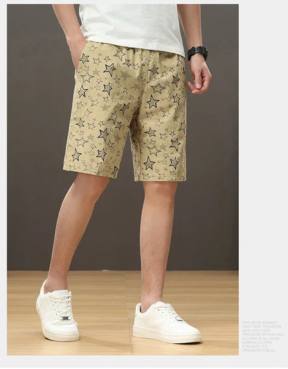 Streetwear Star Print Shorts Men Hawaii Beach Casual Shorts Outdoor Cotton Sports Elastic Waist 6XL Oversized Baggy Half Pants
