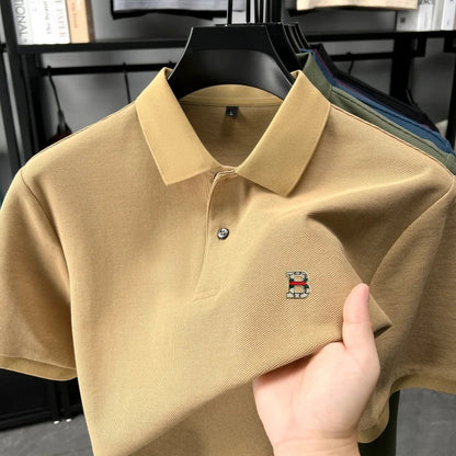 High end brand 100% cotton short sleeve polo shirt men's summer new soft breathable lapel T-shirt fashion letter embossed top