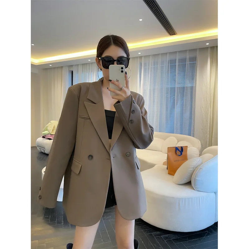 Coat Women Blazer Coats Turn Down Collar Blazers Jackets Y2k Streetwear Work Suits Elegant Splice Casual Jacket 2026 Spring