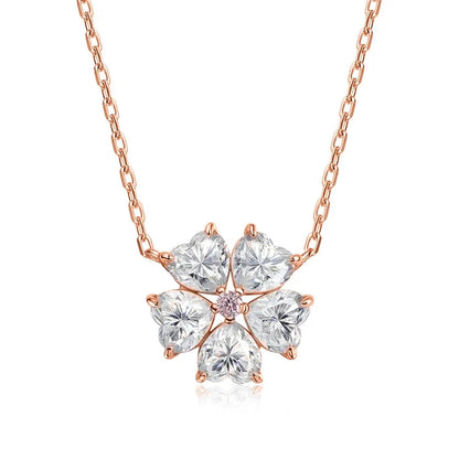 5*5mm Heart Cut Certified Moissanite Necklace Pendant 18k Plated Girls Wedding Jewelry 100% Real 925 Pure Silver Chain