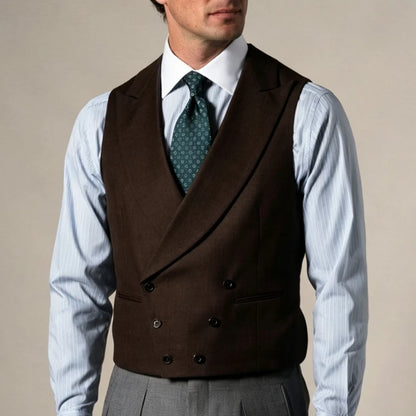 Men Vest Gray Double Breasted With Lapel Solid Waistcoat For Wedding Banquet Business Work Office Casual Daily Men Suit Vest