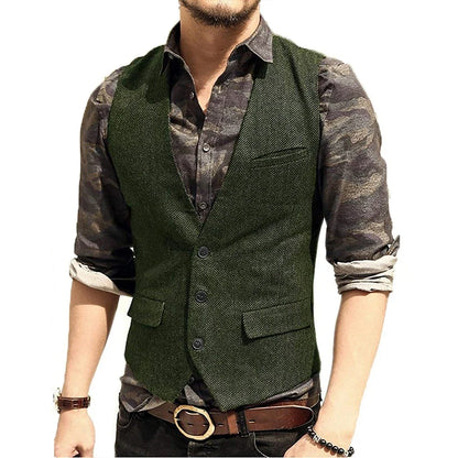 Black Men's Blazer Vest Euro Size Vintage Vests Man Single Breasted Outerwear Men's Suits Vest Spring Autumn Herringbone Vest