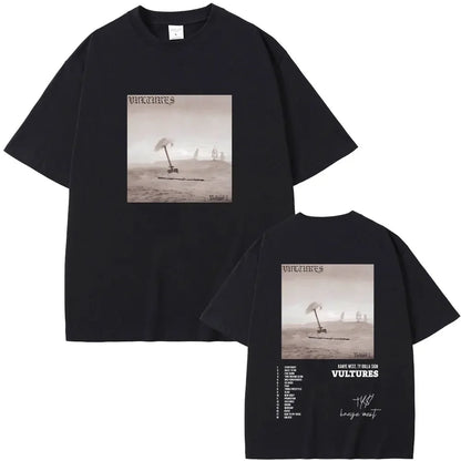 Rapper Kanye West Vultures New Music Album Graphic T Shirts Men Women Hip Hop Fashion Oversized T-shirts Male 100% Cotton Tshirt