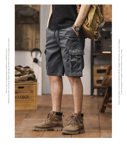 Men Summer New Multi Pocket Cargo Shorts Men Cotton Loose Breathable Fashion Trend Casual Versatile Five Points Pants Men Shorts
