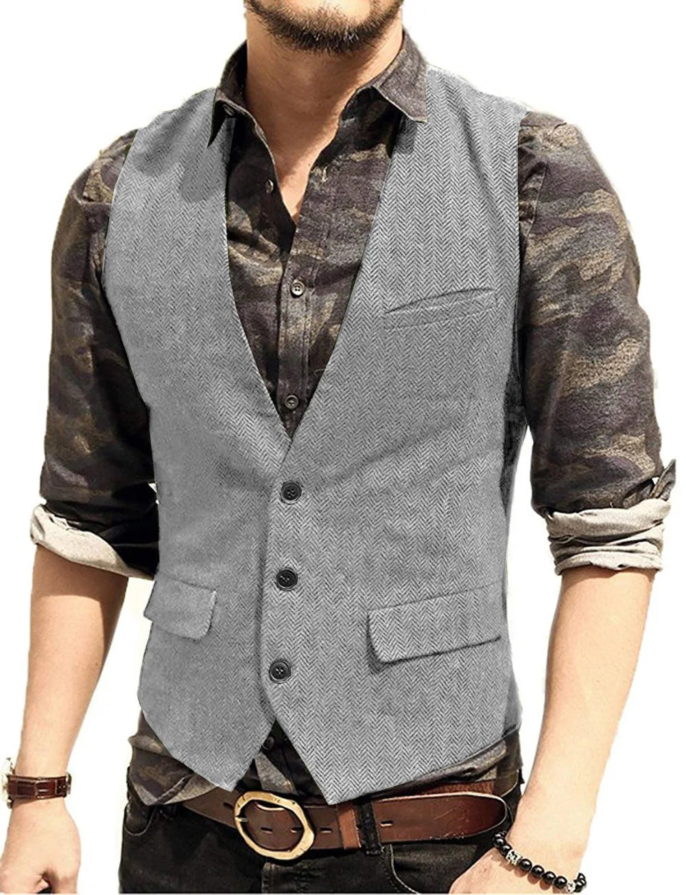 Black Men's Blazer Vest Euro Size Vintage Vests Man Single Breasted Outerwear Men's Suits Vest Spring Autumn Herringbone Vest