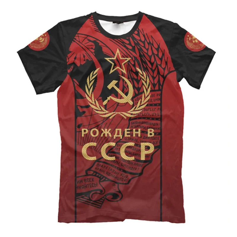 CCCP R Print T-shirt For Men Clothing Round Neck Short Sleeve T Shirts 2025 Summer Harajuku Street Oversized Tee Top