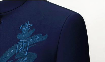 2026 Men's Chinese Style Long Sleeve Suit Jacket Korean Fit Formal Wear Asian Sizes L-7XL in Red White Black Yellow Blue Coat