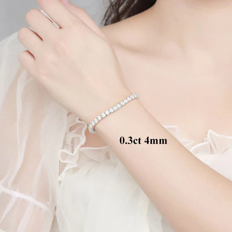 Hidden Spring Buckle Full Moissanite Tennis Bracelet D Color 2/2.5/3/4/5mm Lab Diamond Link Bracelets For Women Man Gift