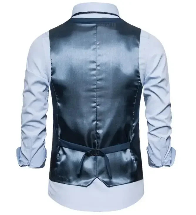 Blue Suit Vest, Men's Business Sleeveless Vests Jacket, Asian size S-6XL, Wedding Party Waistcoat, Red Purple Black Gray
