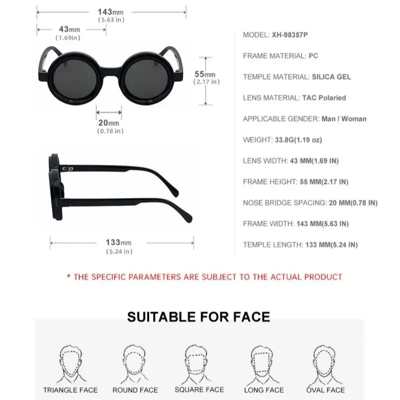 Fashion ND2-400 Adjustable Dimming Glasses 9 Level ND Filter Polarized Sunglasses UV400 Round Fishing Sunglasses Driving