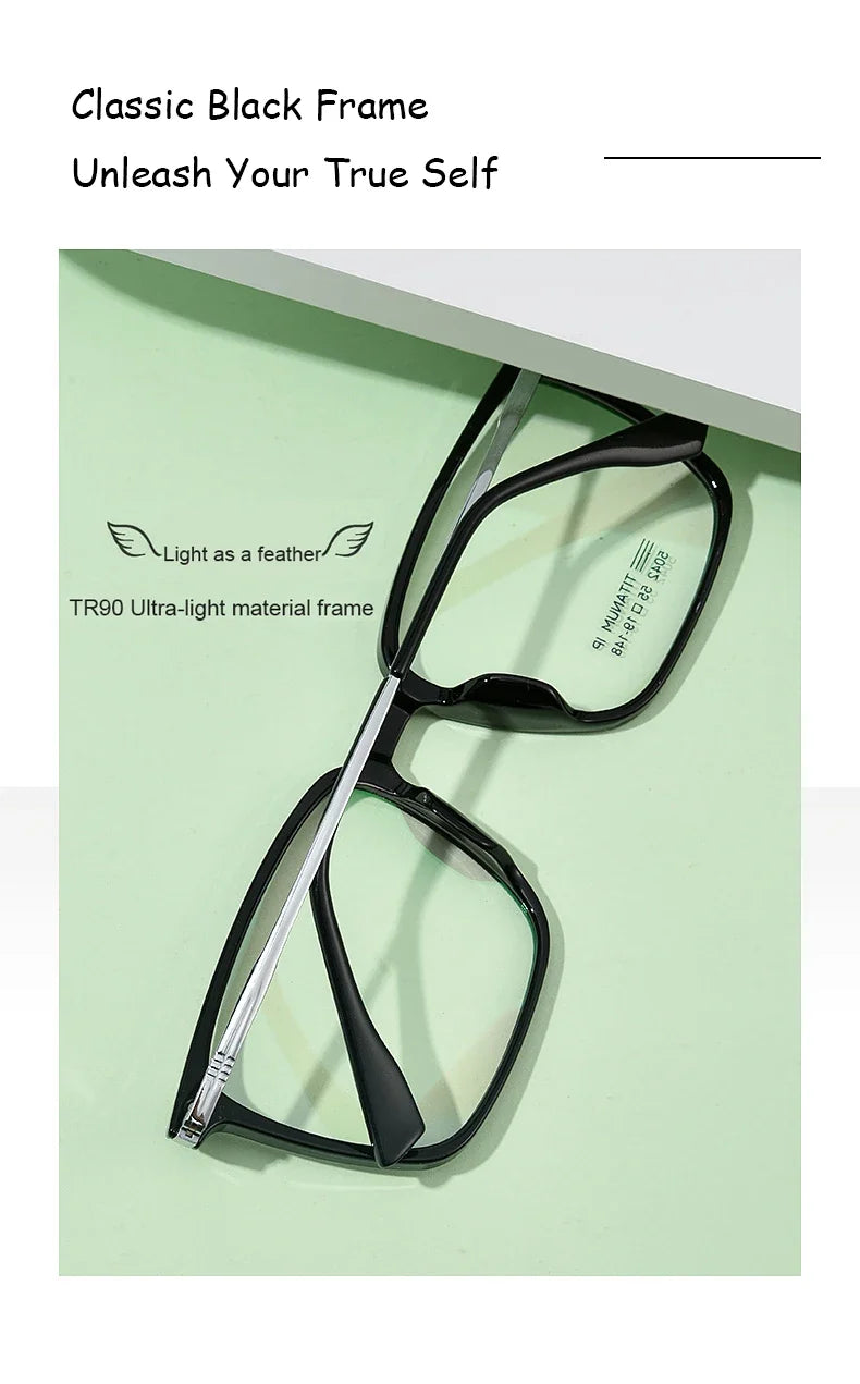 Men's Classic Titanium Square Frames Anti-Blue Light Reading Glasses Men Myopia Hyperopia Customizable Prescription 5042X
