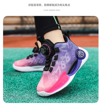 Kids Basketball Shoes Non-slip Breathable Basketball Training Sneakers Boys Girls Athletic Shoes Luminous Children Running Shoes