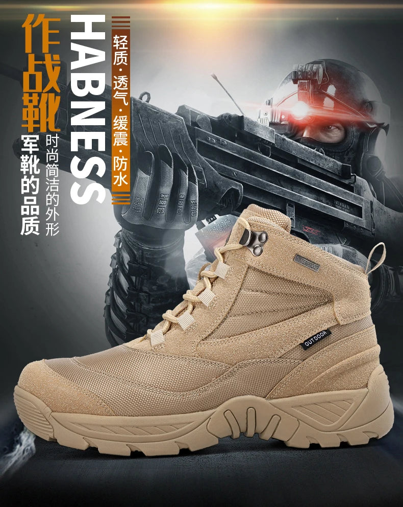 Men Tactical Boots Waterproof Army Plus Work Climbing Shoes Size Boot Anti-Slip Casual Outdoor Military Brand Ankle Hiking Shoes