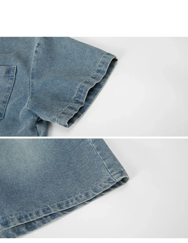 High Fashion Kids Summer Suit for Boy with Denim Shorts Two Pieces Tracksuit Children Casual Top and Bottom Clothing Set 5-14 Y