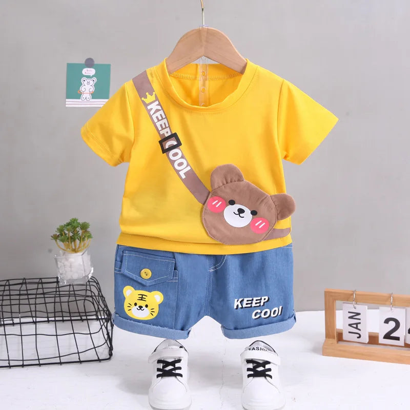 0-5Years New Baby Boys Girls Summer Clothes Sets Kids Cartoon Cotton T Shirt Shorts 2pcs/sets Children Clothing Tracksuits Set