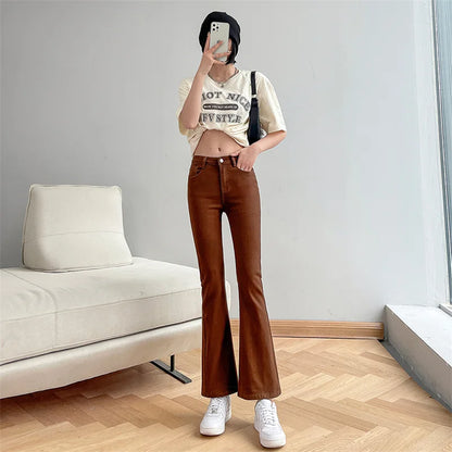Women Fashion Flare Jeans Winter Streetwear Y2K Straight Pants Ankle Length Denim Jeans Girls Party Casual Retro Blue Trousers