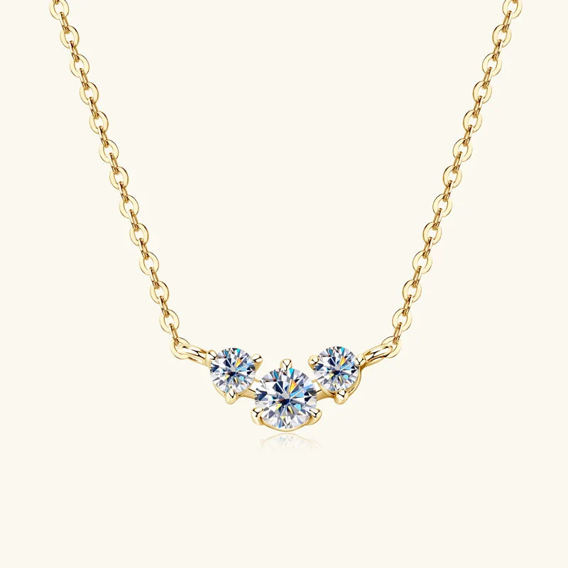 3mm 4mm Moissanite Necklace Collares Mujer 925 Sterling Silver Three Stone Pendant Necklaces For Women Chains Jewelry Gift