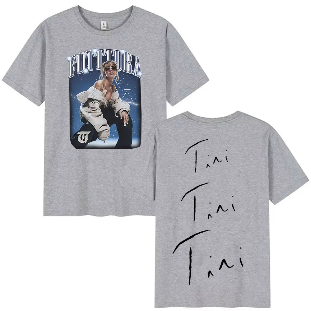 Singer TINI STOESSEL Futtura Tour New Album 2025 Graphic T-shirts Men Women Fashion Harajuku Short Sleeve Cotton Tees streetwear